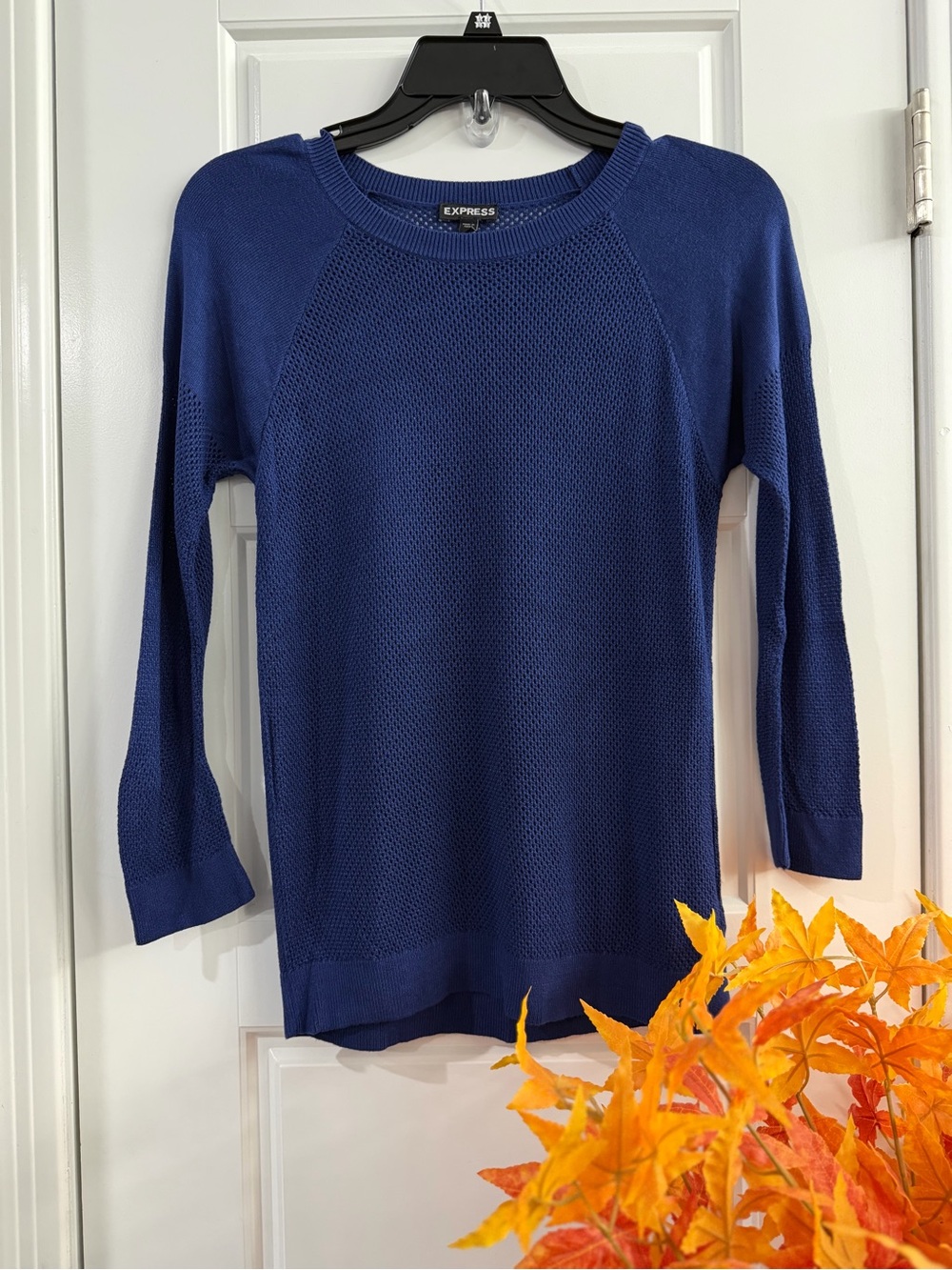 Express Women's Scoop Neck Knit Sweater in Royal Blue